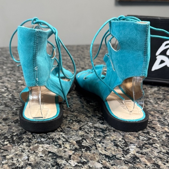 Public Desire Turquoise Lace-Up Sandals NWT 8.5 - Picture 7 of 10